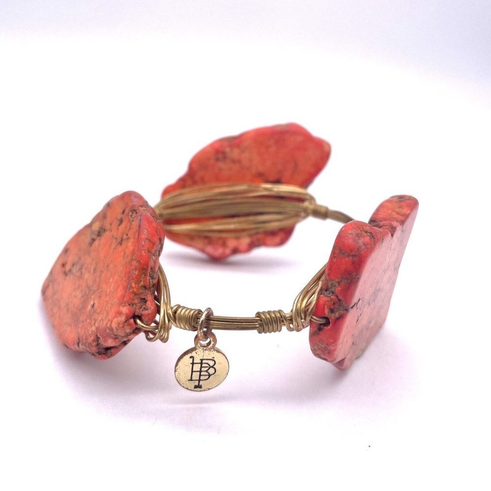 Bourbon and Boweties the Ashley Three Copper Wire-Wrapped Stones Bangle Bracelet